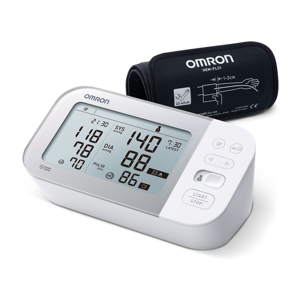 OMRON X7 Smart Oberarm-Blutdruckmessgerät mit Intelli Wrap Manschette für präzise Blutdruckmessungen und Bluetooth®-Verbindung zur OMRON Connect App.